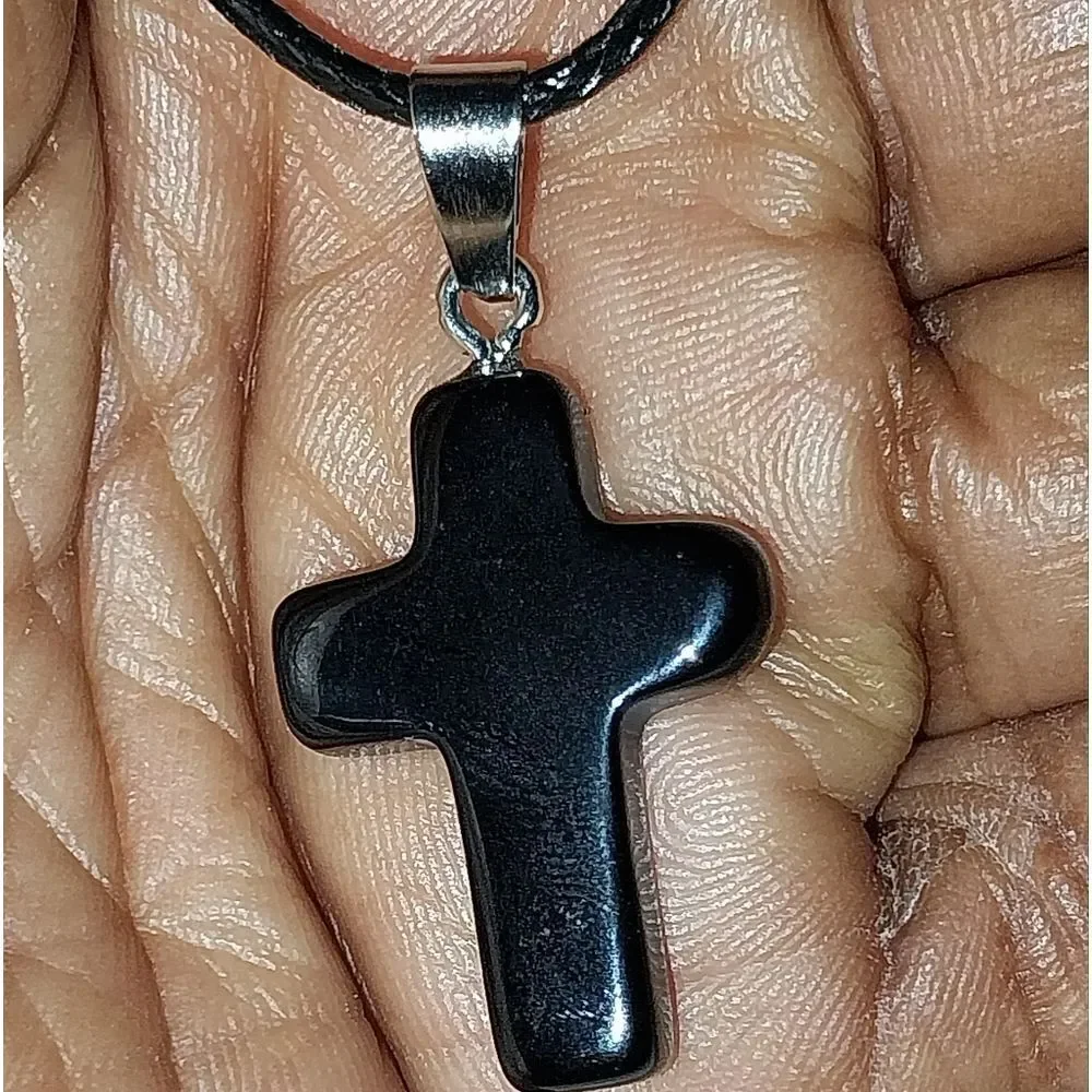 Black Cross Pendant Necklace